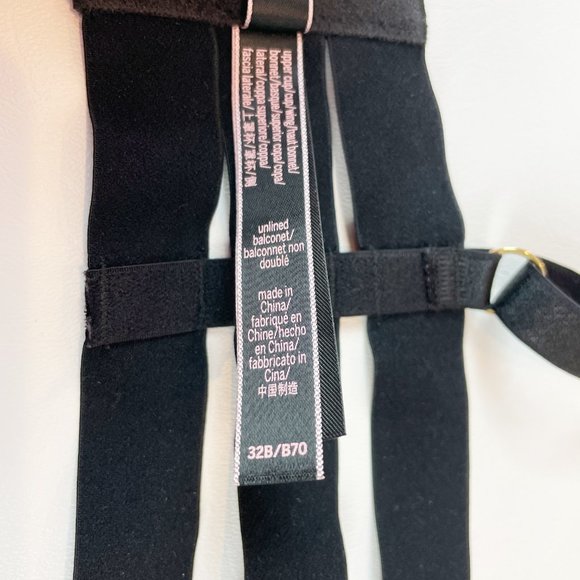 NWOT Victoria's Secret Bra 32B Unlined Balconet Strappy Banded Black B922 - Picture 7 of 7